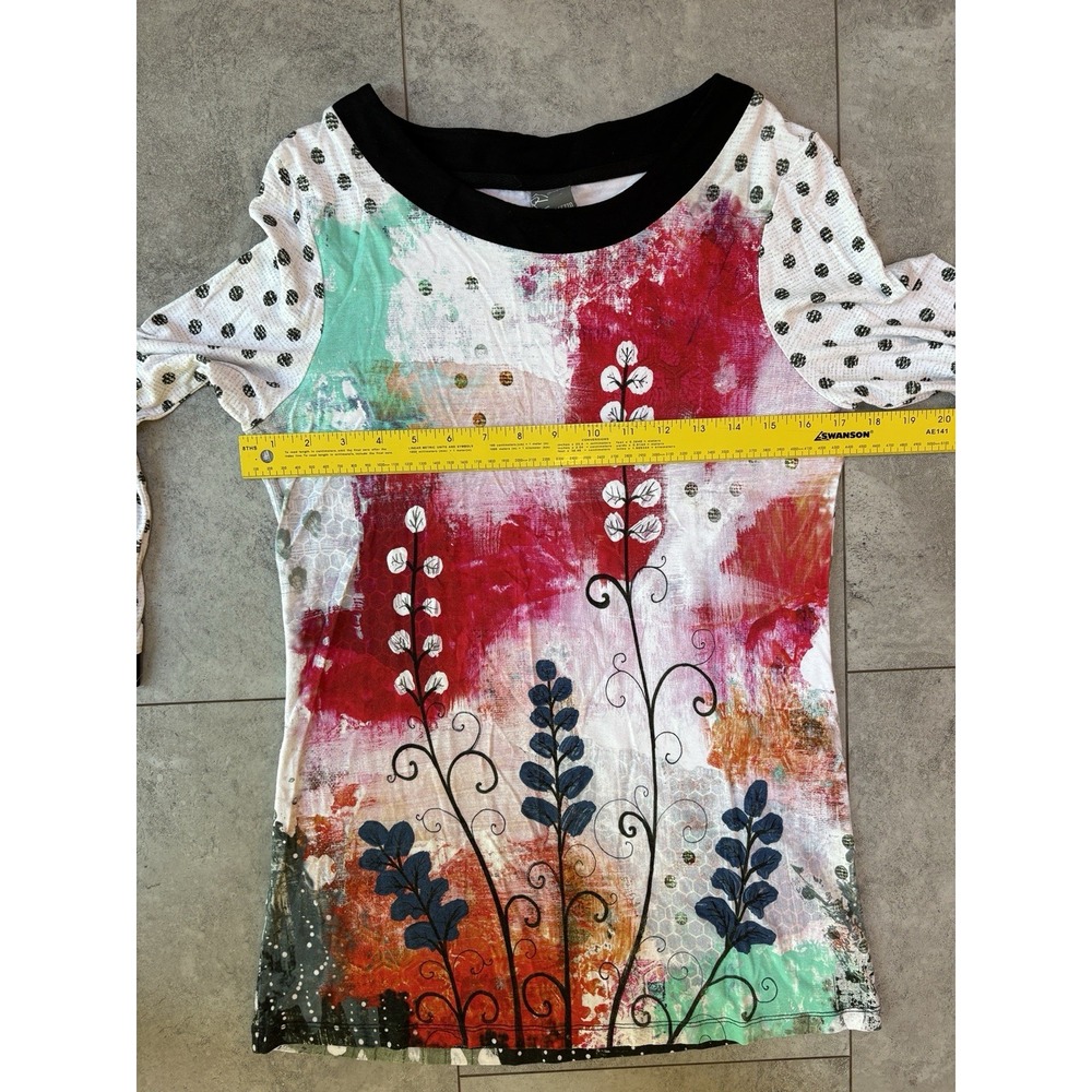 Simply Art by Dolcezza Top Women's XS/S Abstract Floral Art To Wear Artsy Boho - Picture 5 of 5